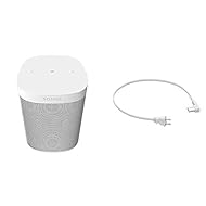 Sonos One SL - The Powerful Microphone-Free Speaker (White) with 19.7in (.5m) Power Cable for One and Play:1 (White)
